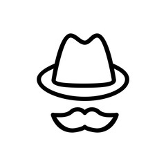 Mustache and hat icon. Man steele sign