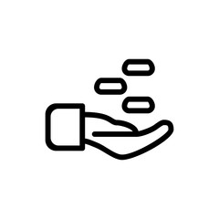 Hand and coin icon. Finance sign