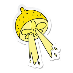 sticker of a quirky hand drawn cartoon lemon