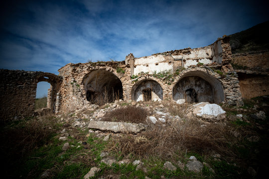 ruins of Eremo of Sant'Agostino. Hermitages of Stignano. the valley of the hermitages. Gargano National Park, Apulia, Italy