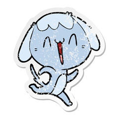 distressed sticker of a cute cartoon dog