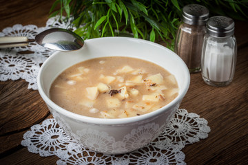 Mushroom soup with noodles.