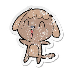 distressed sticker of a cute cartoon dog