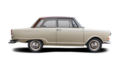 Naklejka na ściany i meble Classic German car side view isolated on white 