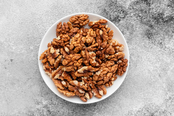 Walnut close up. Breakfast, healthy food. It can be used as a background