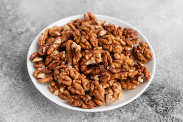 Walnut close up. Breakfast, healthy food. It can be used as a background