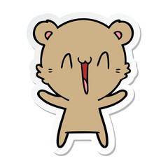 sticker of a happy bear cartoon