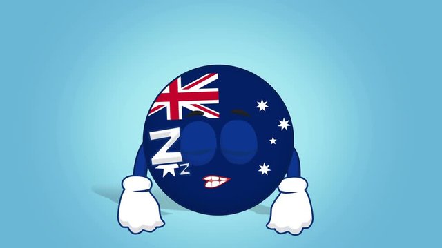 Cartoon Icon Flag Australia Sleep with Face Animation with Alpha Matte