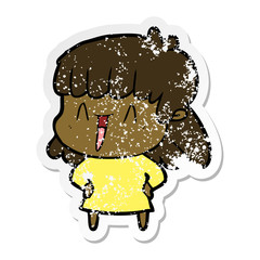 distressed sticker of a cartoon woman