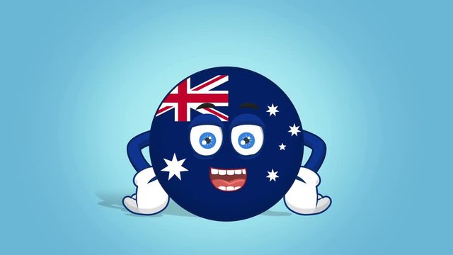 Cartoon Icon Flag Australia Speak Speaker with Face Animation with Alpha Matte