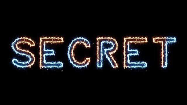 Secret - fire and ice outline glowing text on transparent background