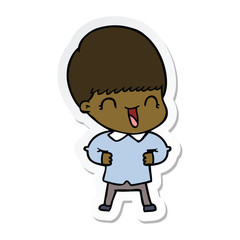 sticker of a happy cartoon boy