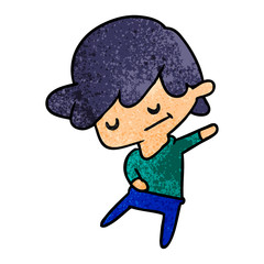 textured cartoon of a kawaii cute boy