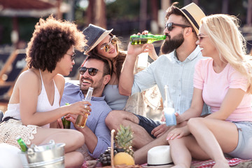 Enjoying time with friends on the beach