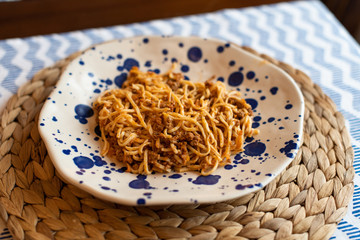 homemade spaghetti bolognese, traditional pasta dish with meat and vegetables