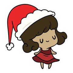 christmas cartoon of kawaii girl
