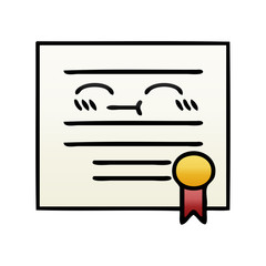 gradient shaded cartoon graduation diploma