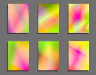 set of bright colorful neon cards