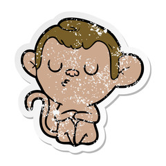 distressed sticker of a cartoon monkey