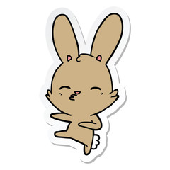 sticker of a curious bunny cartoon