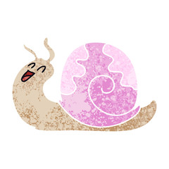 quirky retro illustration style cartoon snail