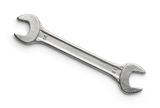 Top view of metal open end wrench