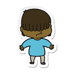 sticker of a cartoon boy with untidy hair