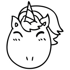 quirky line drawing cartoon unicorn