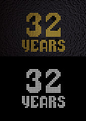 Golden number thirty-two years. 3D render