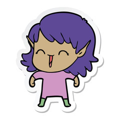 sticker of a cartoon elf girl