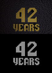 Golden number forty-two years. 3D render