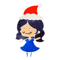 christmas retro cartoon of kawaii girl