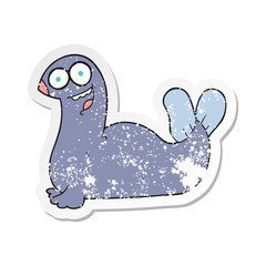 retro distressed sticker of a cartoon seal
