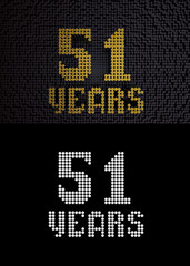 Golden number fifty-one years. 3D render