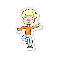 retro distressed sticker of a cartoon dancing man