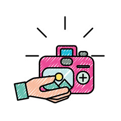 hand with photographic camera picture art