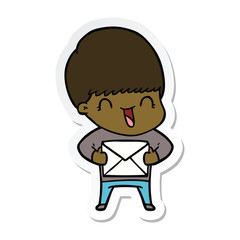sticker of a happy cartoon boy