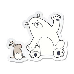 sticker of a cartoon winter animals