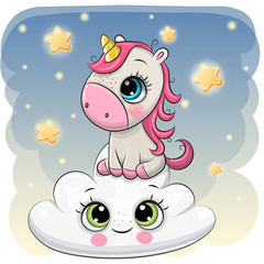 Cute Unicorn a on the Cloud