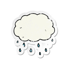 distressed sticker of a cartoon rain cloud