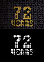 Golden number seventy-two years. 3D render