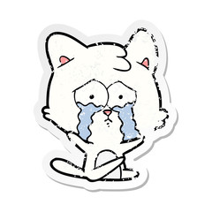 distressed sticker of a cartoon cat