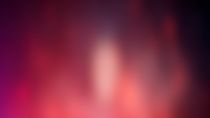 Dark empty stage, multicolored rays of neon searchlight, wet asphalt, smoke, night shooting, bokeh color. 