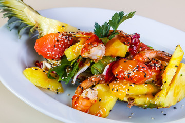 Pineapple with seafood