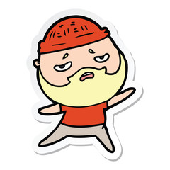 sticker of a cartoon worried man with beard