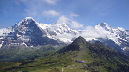 Fototapeta na wymiar View from peak Maennlichen in Swizerland