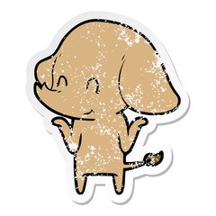distressed sticker of a cute cartoon elephant