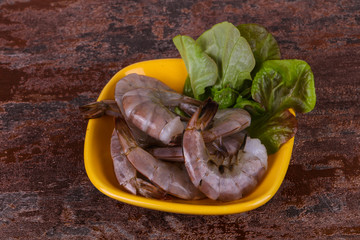 Raw king prawns ready for cooking