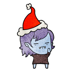 textured cartoon of a undead vampire girl wearing santa hat