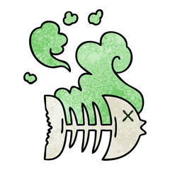 quirky hand drawn cartoon dead fish